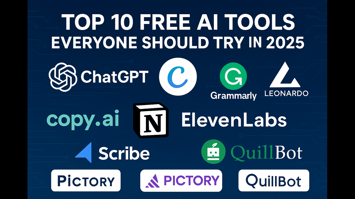 2025 के टॉप 10 फ्री AI टूल्स (Top Free AI Tools 2025)